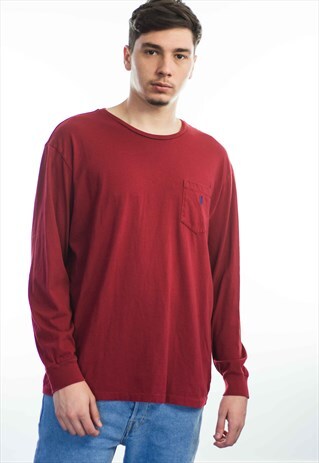 VINTAGE POLO RALPH LAUREN LOGO LONG SLEEVE T-SHIRT 90S L 9