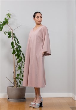 Blush Pink Linen Dress / Linen Caftan Dress