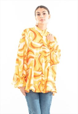 Scarf print oversized shirt in Yellow color