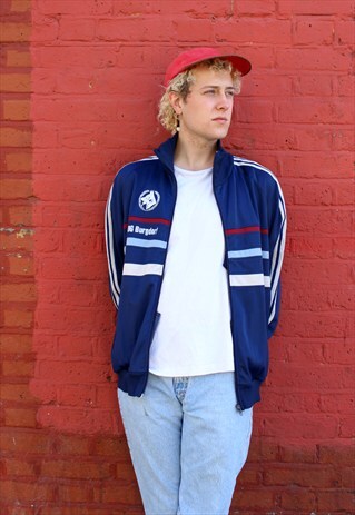 VINTAGE ADIDAS NAVY SPORTS TRACK TOP