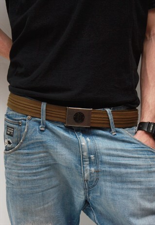 VINTAGE 90' OLDSCHOOL CLASSIC MATERIAL OLIVE BELT