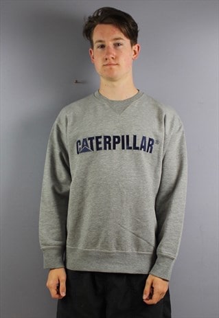 VINTAGE CATERPILLAR WORKWEAR SWEATSHIRT JUMPER IN GREY WITH