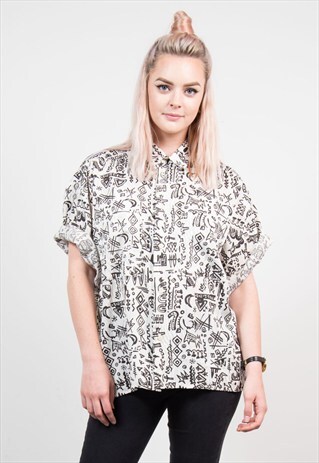 VINTAGE 90'S CRAZY PATTERN SHORT SLEEVE SHIRT