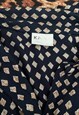 VINTAGE 90S FUNKY ABSTRACT PRINT NAVY BLUE BLOUSE