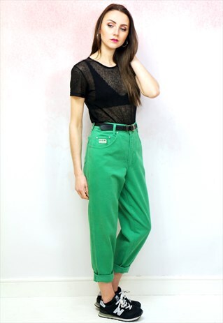 1990S VINTAGE GREEN HIGH WAIST MOM JEANS