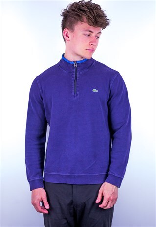 VINTAGE LACOSTE 1/4 ZIP SWEATSHIRT IN BLUE