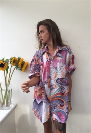 CRAZY PATTERNED OVERSIZED RETRO VINTAGE UNISEX FESTIVAL SHIR
