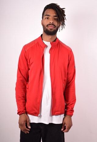 ADIDAS MENS VINTAGE TRACKSUIT TOP JACKET MEDIUM RED 90S