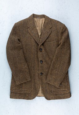 90s Burberrys Brown Tweed Blazer - B2619