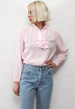 VINTAGE 90' AMAZING CUTE PASTEL PINK BLOUSE