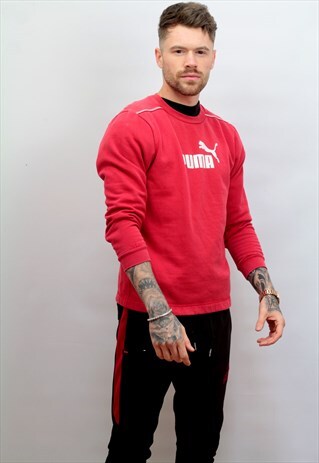 1990'S VINTAGE PUMA SWEATSHIRT IN RED