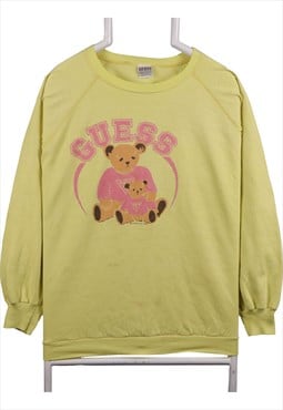 Guess 90's Bear Crewneck Sweatshirt Large Yellow