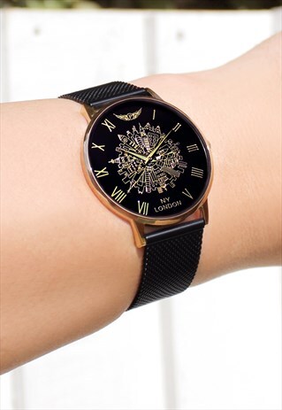 SLIM GOLD CITYSCAPE NUMERAL WATCH
