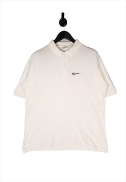 Men's 90's Nike  Polo Shirt In White Size Large