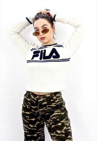 90'S RETRO CREAM & BLACK KNITTED SWEATSHIRT