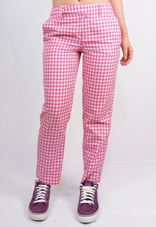 STRENESSE VINTAGE 90'S PINK GINGHAM CROPPED PANTS/ CAPRIS