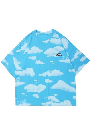 KALODIS SKY AND WHITE CLOUD PRINT LOOSE SHIRT