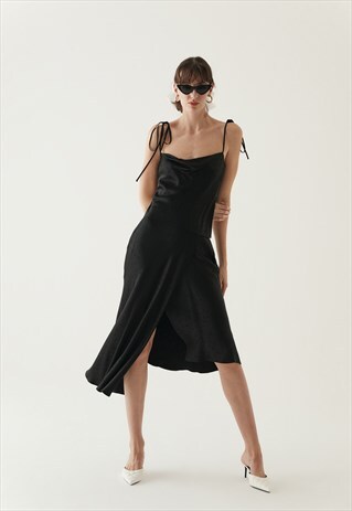 SATEEN BLOUSE WITH TIE STRAPS