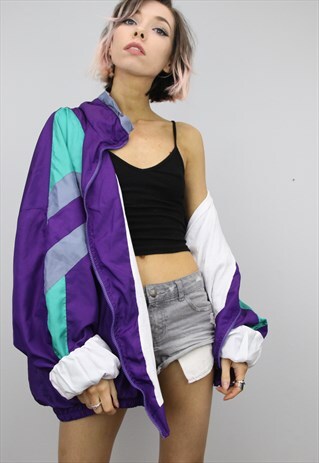 VINTAGE 80S 90S OVERSIZED SHELL SUIT FESTIVAL JACKET