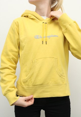 yellow champion hoodie medium