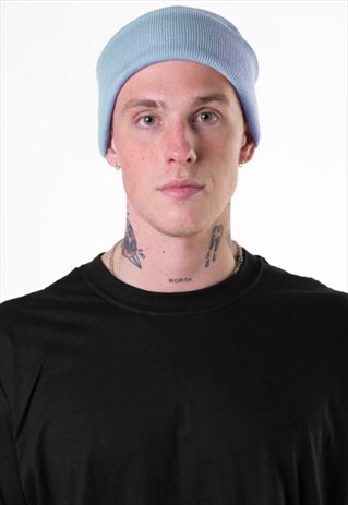 ESSENTIAL CUFFED BEANIE HAT - PASTEL CORAL BLUE