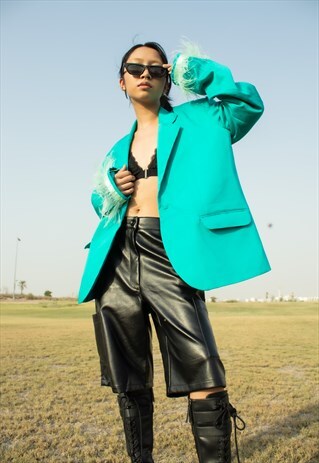 UNISEX TEAL STRAIGHT BLAZER