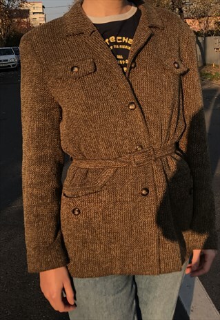 BROWN TEXTURED CARDIGAN