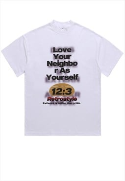 Bible print t-shirt religion tee saint slogan top in white
