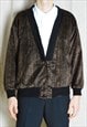 VINTAGE UNISEX BROWN CORDUROY STRIPED BOMBER CARDIGAN JACKET