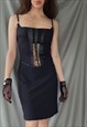 Vintage Y2K/90s mini dress in black with lace cut outs 