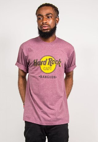 90'S VINTAGE HARD ROCK CAFE BANGKOK BURGUNDY MARL T-SHIRT