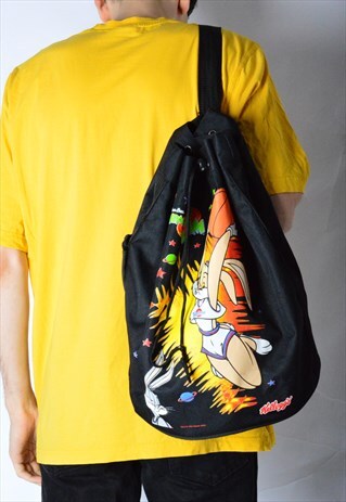 RARE VINTAGE 90S BLACK SPACE JAM BASKETBALL DUFFLE BAG