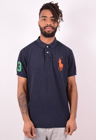 POLO RALPH LAUREN MENS VINTAGE RUGBY POLO SHIRT XL NAVY BLUE