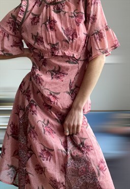 Vintage Dress Floral Pink