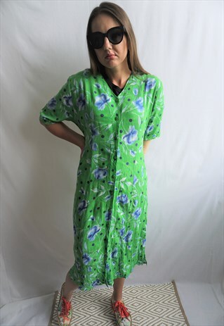 VINTAGE SUMMER MIDI DRESS DRESSES SHORT SLEEVES FLORAL