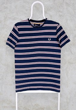 Fred Perry T Shirt Striped Blue Red XS