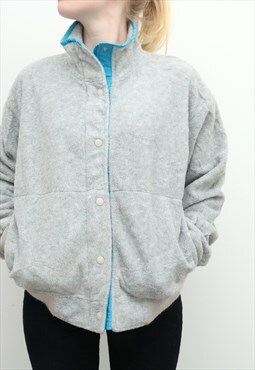 Vintage Woolrich - Grey and Blue Zip Up Fleece - Large