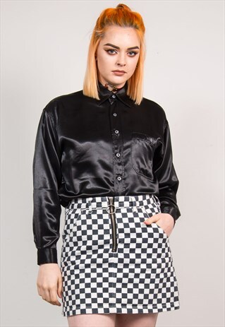 90'S VINTAGE BLACK SHINY Y2K SHIRT