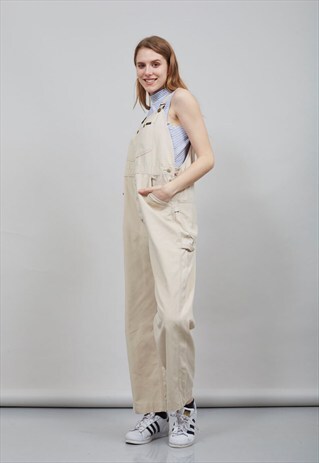 VINTAGE 90'S OVERSIZED BEIGE LEE DUNGAREES