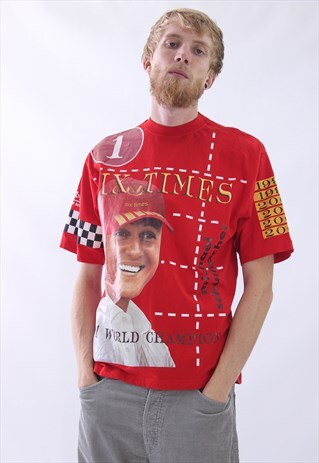 90S VINTAGE MENS MICHAEL SCHUMACHER LOGO PRINTED T-SHIRT