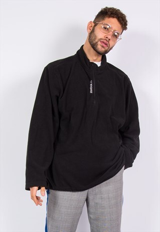 REEBOK BLACK 1/4 ZIP FLEECE SWEATSHIRT