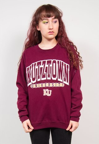 VINTAGE 90'S BURGUNDY USA COLLEGE UNIVERSITY SWEATSHIRT