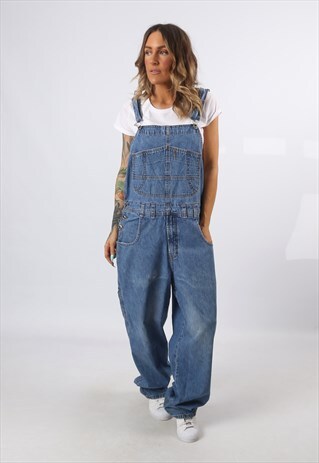 DENIM DUNGAREES WIDE LEG TALL LENGTH UK 14 (8AG)