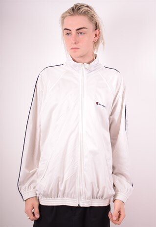 CHAMPION MENS VINTAGE TRACKSUIT TOP JACKET XL WHITE 90S