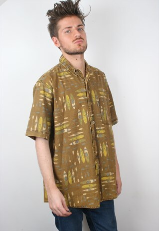 VINTAGE CANOE PATTERNED WOOLRICH SHORT SLEEVED SHIRT