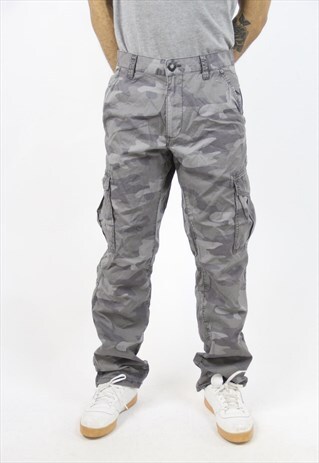 VINTAGE CAMO GREY 90'S TROUSERS