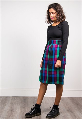 VINTAGE 90'S BRIGHT TARTAN CLUELESS SKIRT