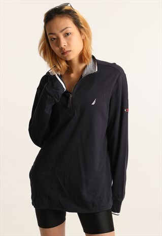 VINTAGE NAUTICA EMBROIDERED LOGO 1/4 ZIP SWEATSHIRT