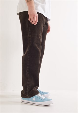 VINTAGE PIERRE CARDIN STRAIGHT LEG CORDUROY TROUSERS BLACK