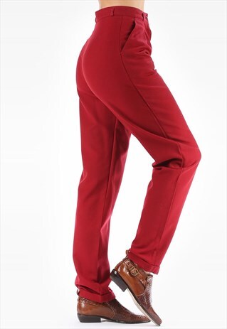 WOMEN TAPERED PLEATED WOOL PANTS MINIMALIST